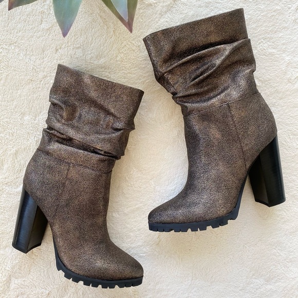 Katy Perry Collections Shoes - Katy Perry THE RAINA slouchy ankle Booties shimmery bronze lug bottom 8.5